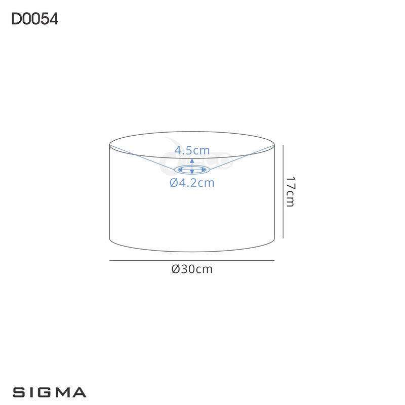 Deco Sigma Round Cylinder, 300 x 170mm Faux Silk Fabric Shade, Grey/White Laminate • D0054