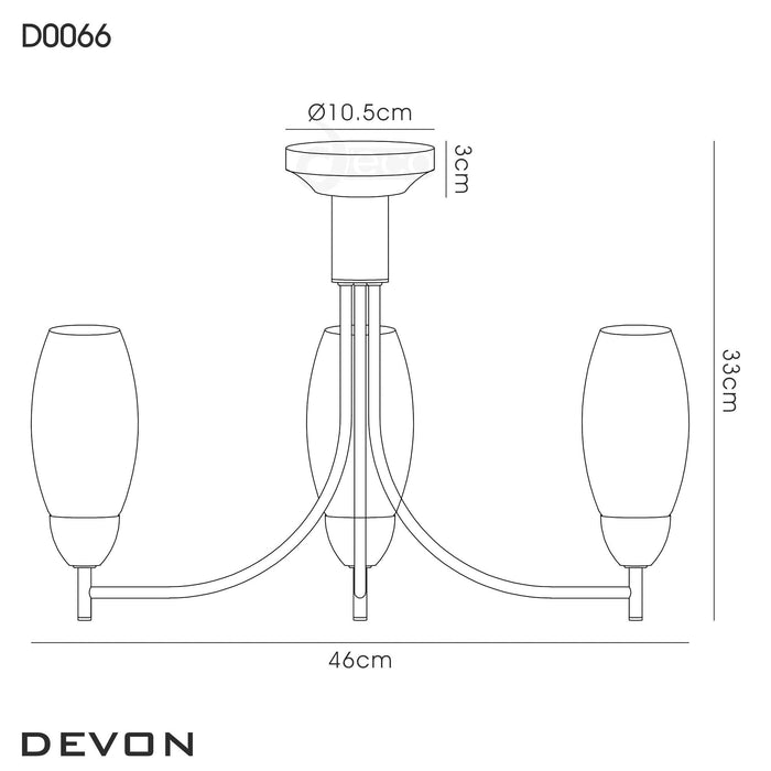 Deco Devon Ceiling 3 Light E14 Satin Nickel/Opal Glass • D0066