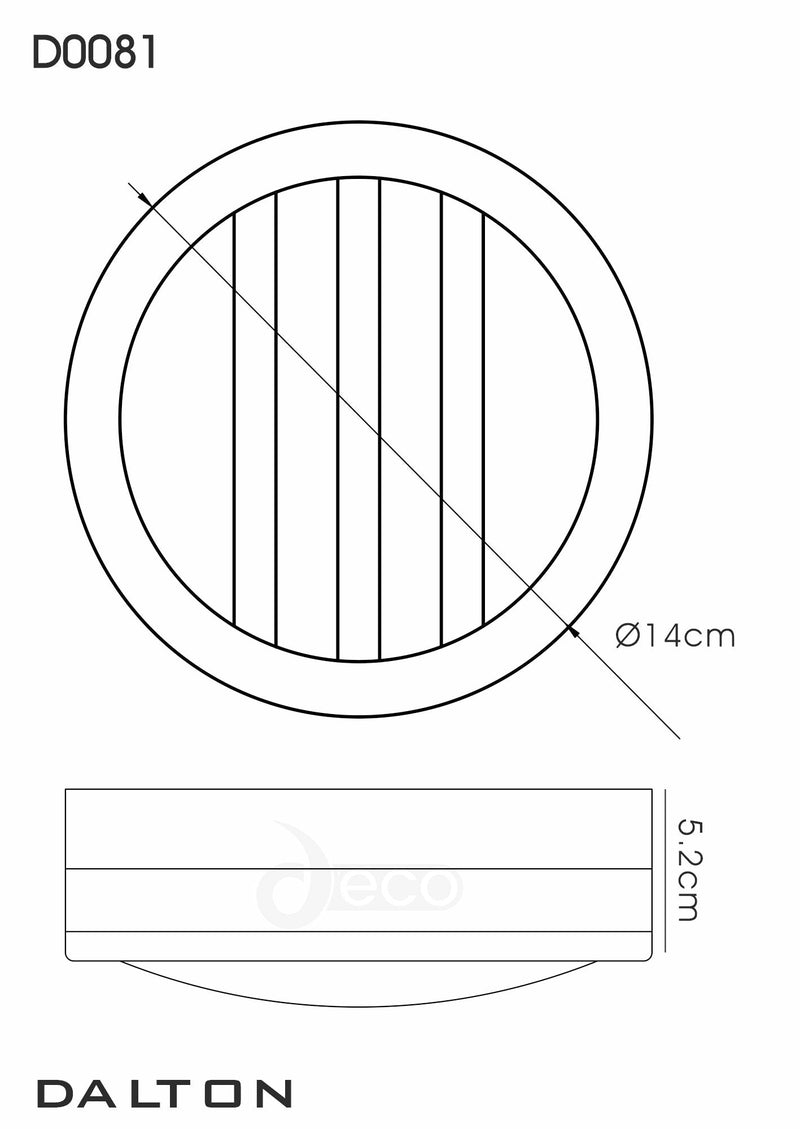 Deco Aldo Round Flush Ceiling/Wall Lamp 2.4W LED IP44 Exterior Louvre Design Stainless Steel/Opal • D0081