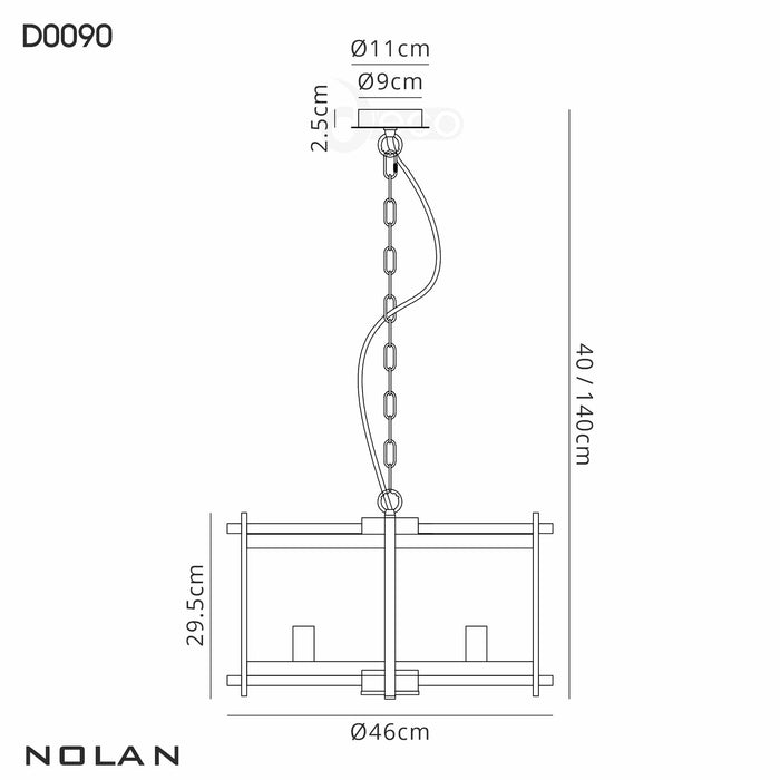 Deco Nolan Single Medium Pendant 4 Light E14 Antique Brass/Amber Glass • D0090