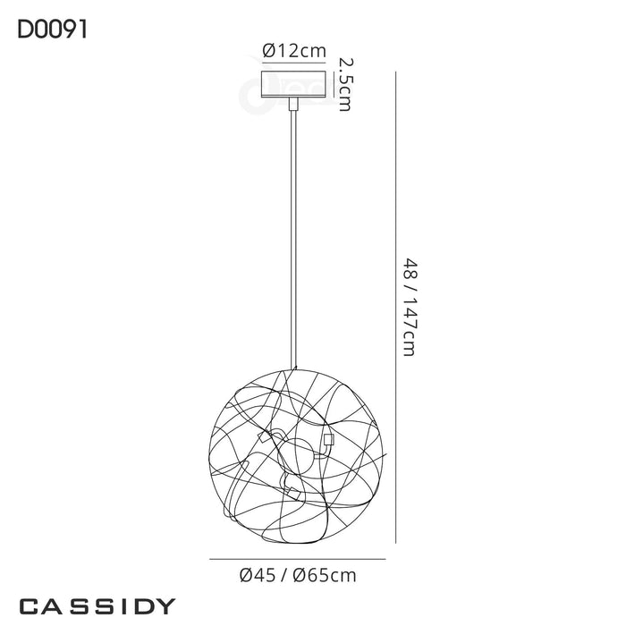 Deco Cassidy Pendant Round Interwinding Aluminium 6 Light G9 Gold • D0091