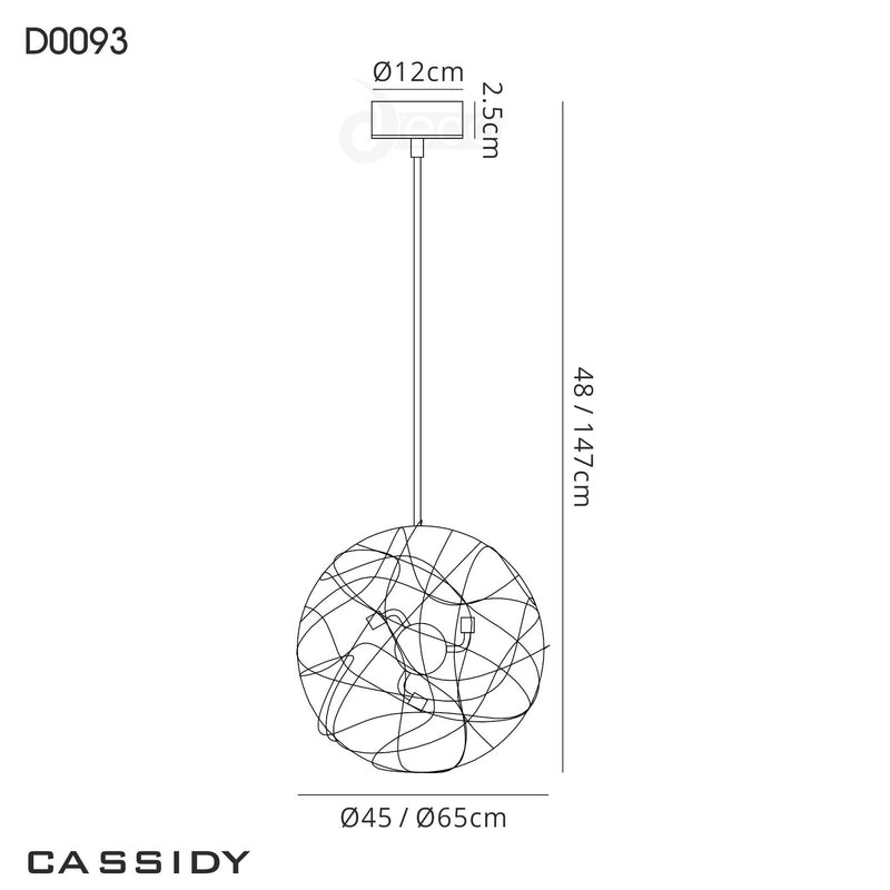 Deco Cassidy Pendant Round Interwinding Aluminium 6 Light G9 Black • D0093