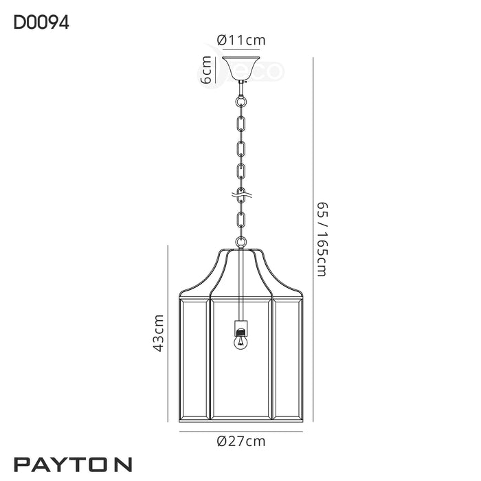 Deco Payton Single Hexagonal Pendant 1 Light E27 Polished Chrome/Clear Glass • D0094