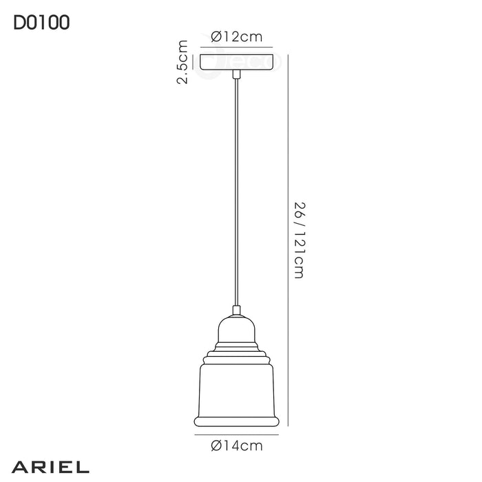 Deco Ariel Single Bell Pendant 1 Light E27 Polished Chrome/Smoke Glass • D0100