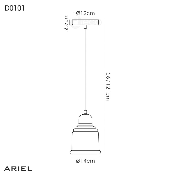 Deco Ariel Single Bell Pendant 1 Light E27 Polished Chrome/Cognac Glass • D0101
