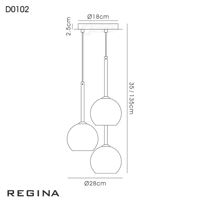 Deco Regina Pendant 3 Light G9 Polished Chrome/Smoke Glass • D0102