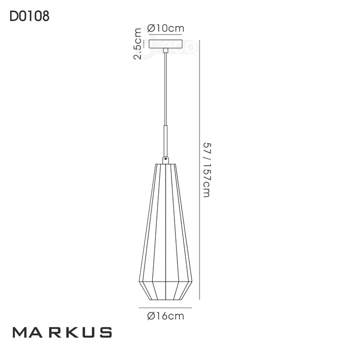 Deco Markus Single Slim Cone Pendant 1 Light Polished Chrome/Smoke Black Glass • D0108