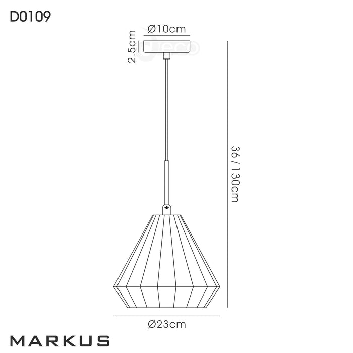 Deco Markus Single Medium Cone Pendant 1 Light E27 Polished Chrome/Smoke Black Glass • D0109