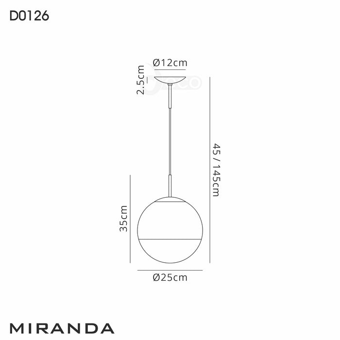 Deco Miranda Small Ball Pendant 1 Light E27 Copper Suspension With Copper Mirrored/Clear Glass Globe • D0126
