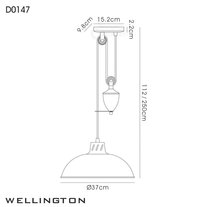 Deco Wellington Pulley System Pendant 1 Light E27 Antique Brass • D0147