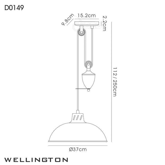 Deco Wellington Pulley System Pendant 1 Light E27 Antique Copper • D0149
