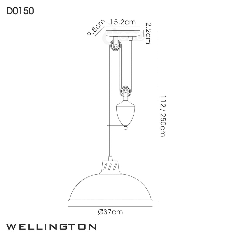 Deco Wellington Pulley System Pendant 1 Light E27 Antique Nickel • D0150