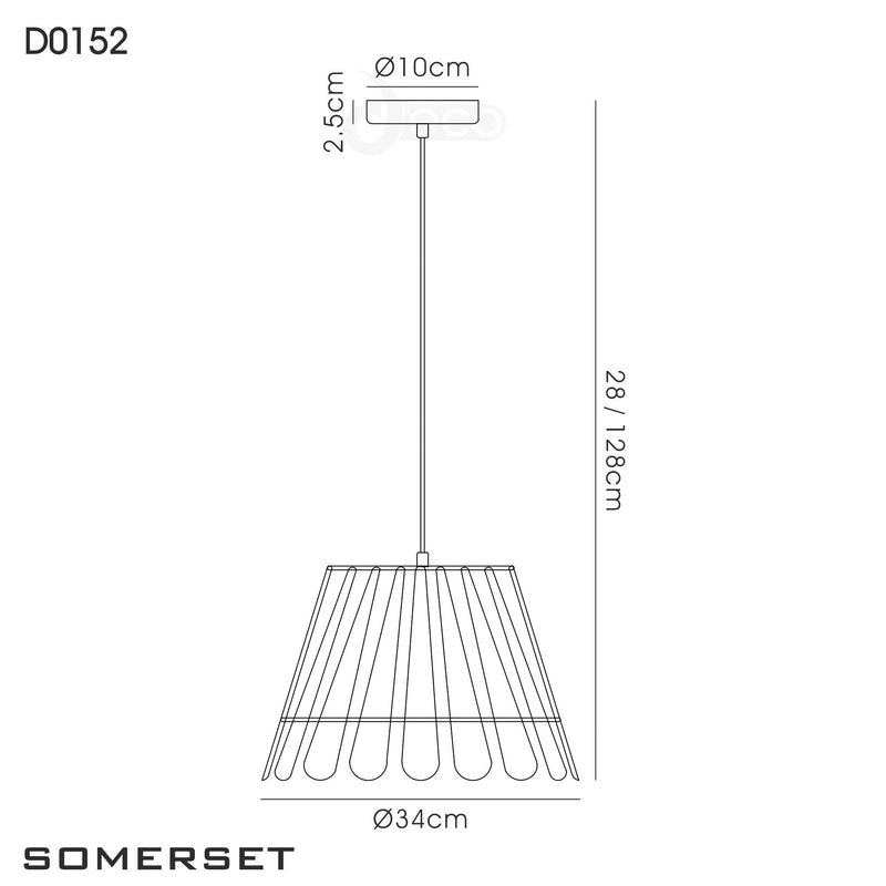 Deco Somerset Pendant 1 Light E27 Black/Polished Chrome • D0152