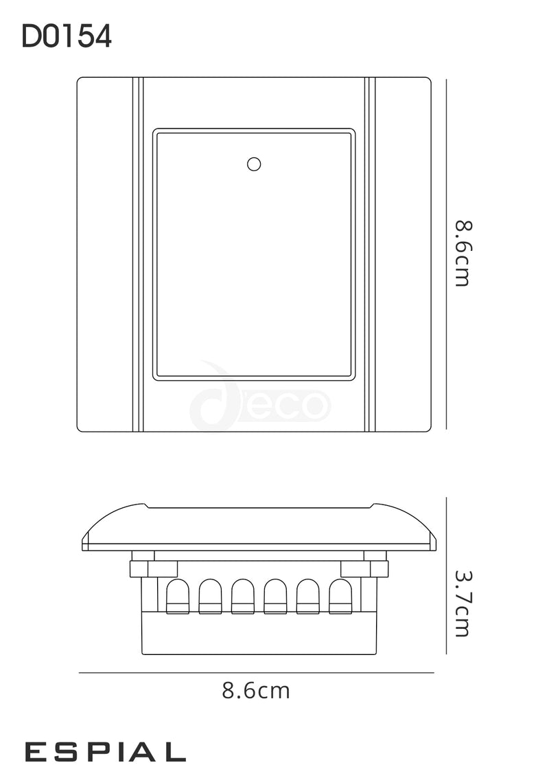 Deco Espial Square Recessed 4 Channel 6000W (4x1500W) Infrared Receiver White, Cut Out: 65x65mm • D0154