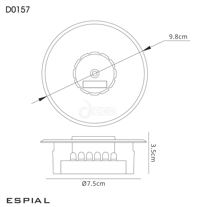 Deco Espial Round Recessed 4 Channel 6000W (4x1500W) Infrared Receiver Black, Cut Out: 83mm • D0157