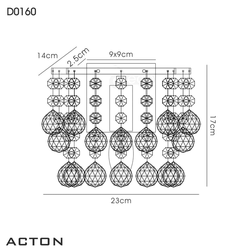 Deco Acton Wall Lamp 1 Light E14 Switched Polished Chrome/Sphere Crystal • D0160