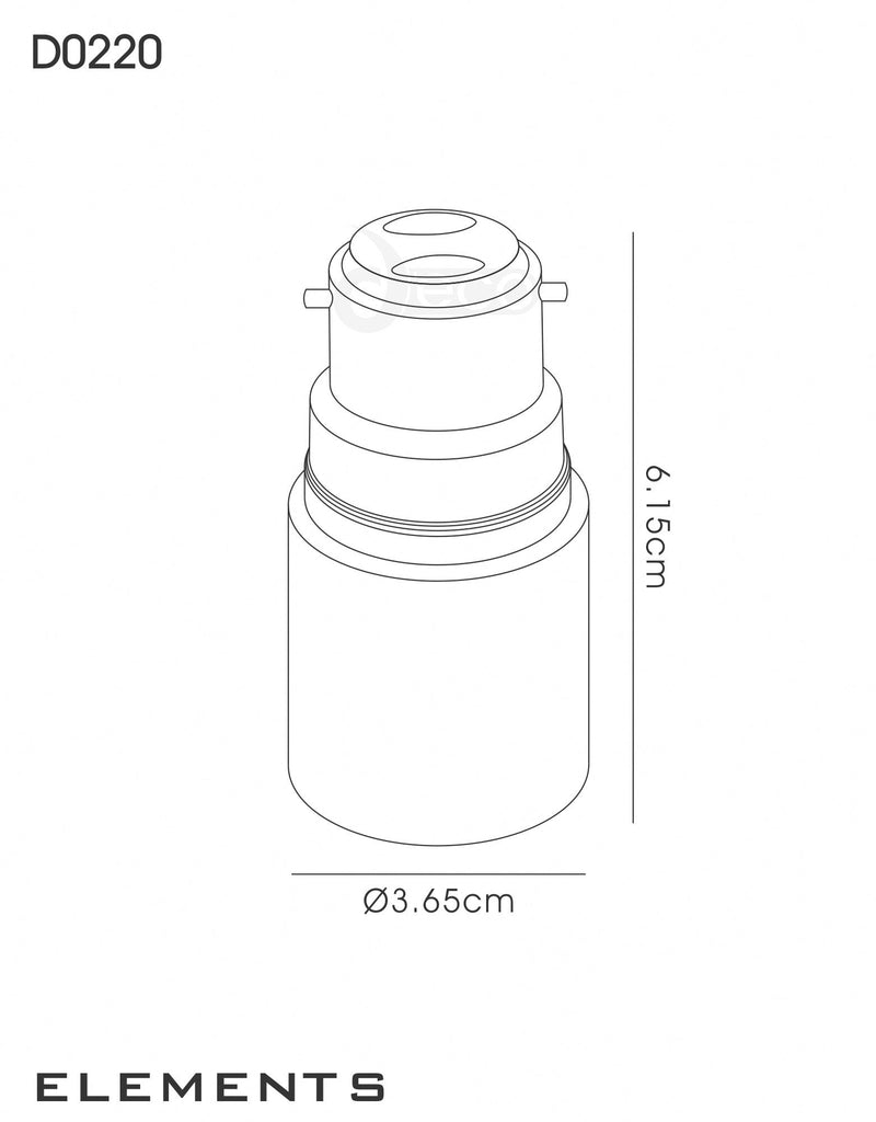 Deco Deco Elements B22 Lampholder to E27 Lamp Socket Converter Maximum Wattage 60W • D0220