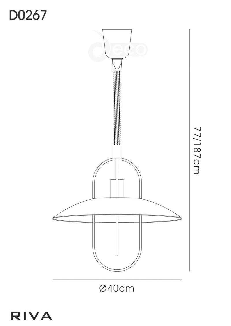 Deco Riva Rise & Fall Pendant 1 Light E27, Antique Brass/Opal White Glass Shade • D0267