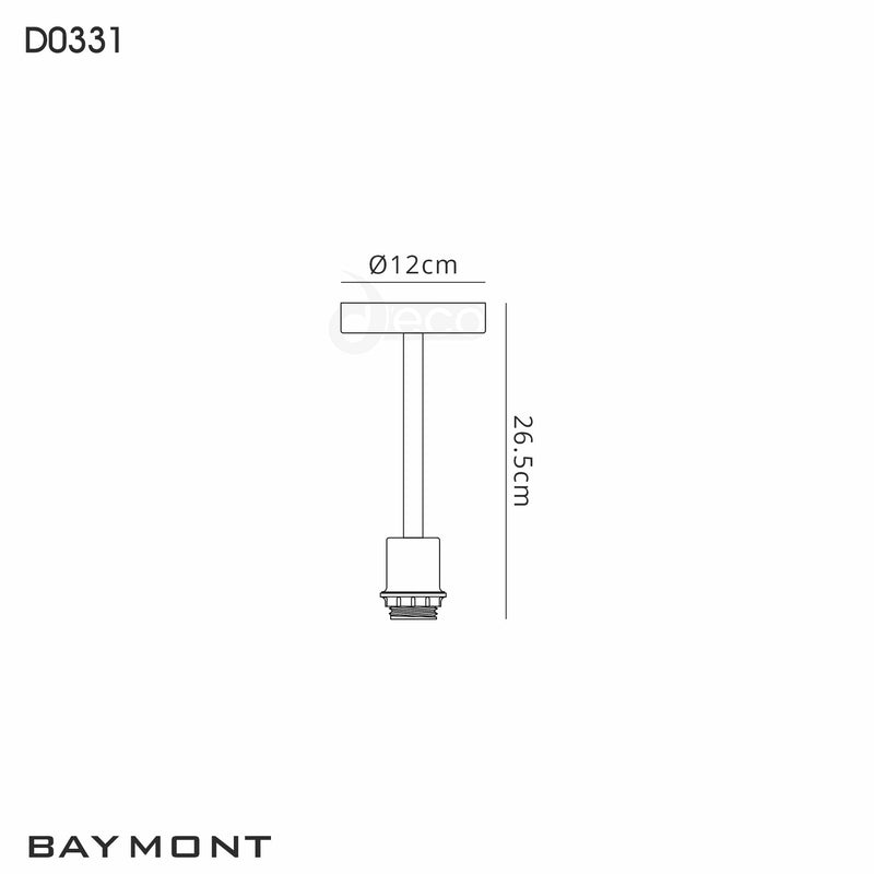 Deco Baymont Antique Brass 1 Light E27 Universal Semi Ceiling Fixture, Suitable For A Vast Selection Of Shades • D0331