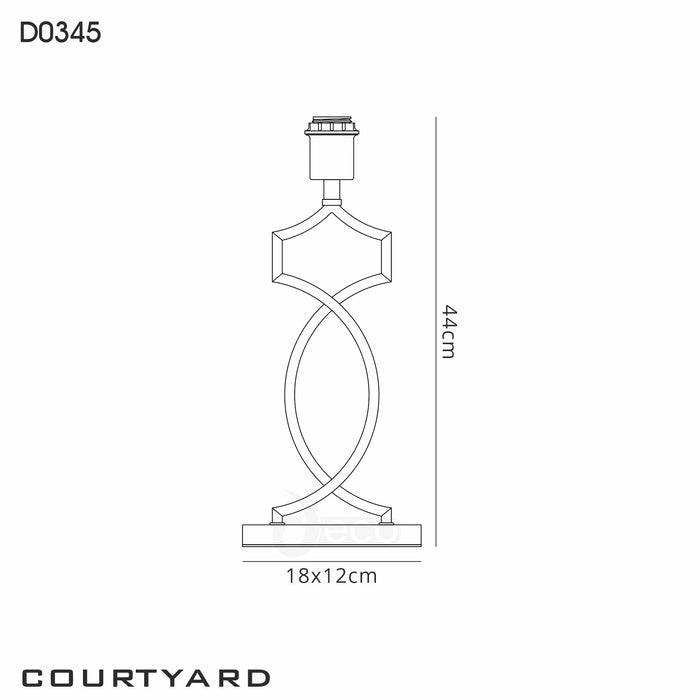 Deco Courtyard Rectangular Base Table Lamp Without Shade, Inline Switch, 1 Light E27 Polished Chrome • D0345