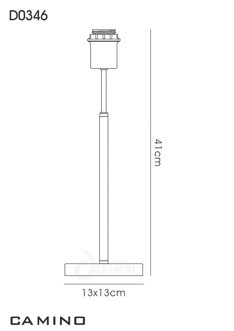Deco Camino Square Base Small Table Lamp Without Shade, Inline Switch, 1 Light E27 Polished Chrome • D0346