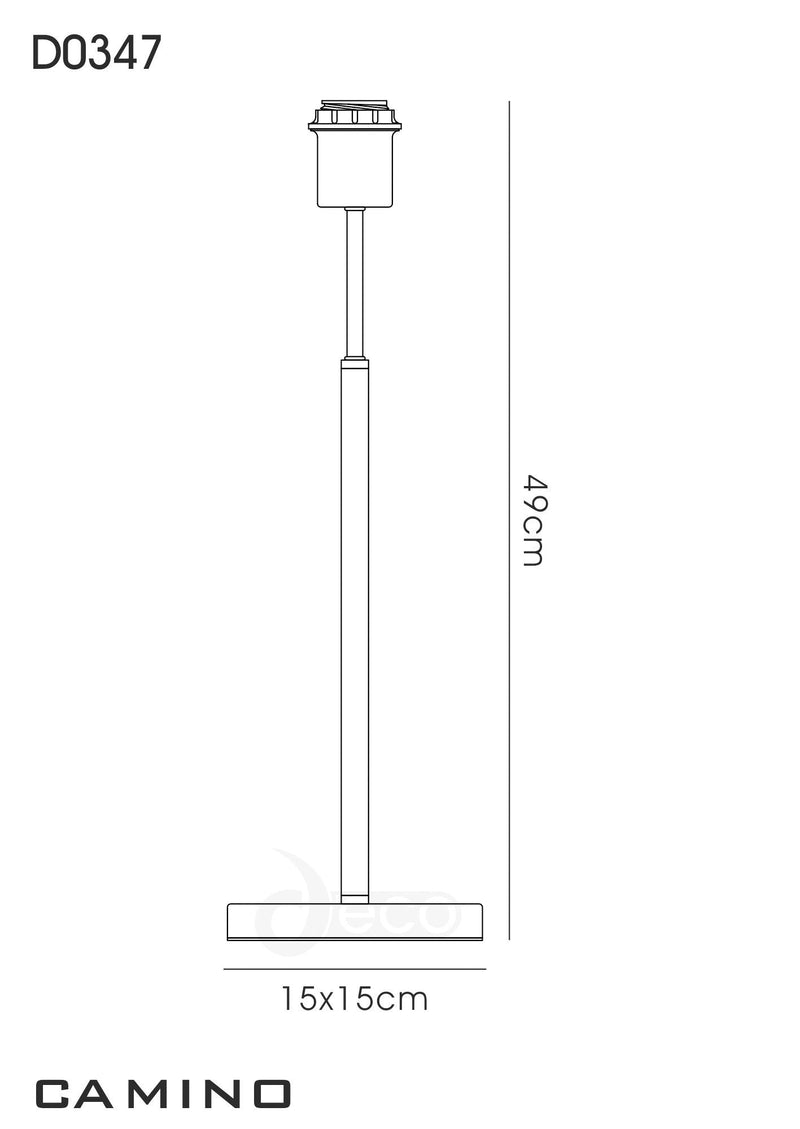 Deco Camino Square Base Medium Table Lamp Without Shade, Inline Switch, 1 Light E27 Polished Chrome • D0347