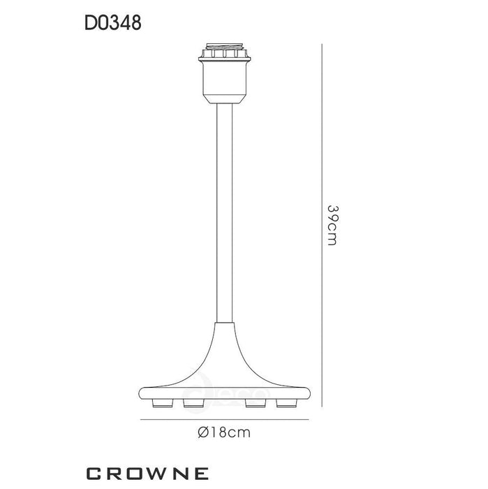 Deco Crowne Round Curved Base Table Lamp Without Shade, Inline Switch, 1 Light E27 Polished Chrome • D0348