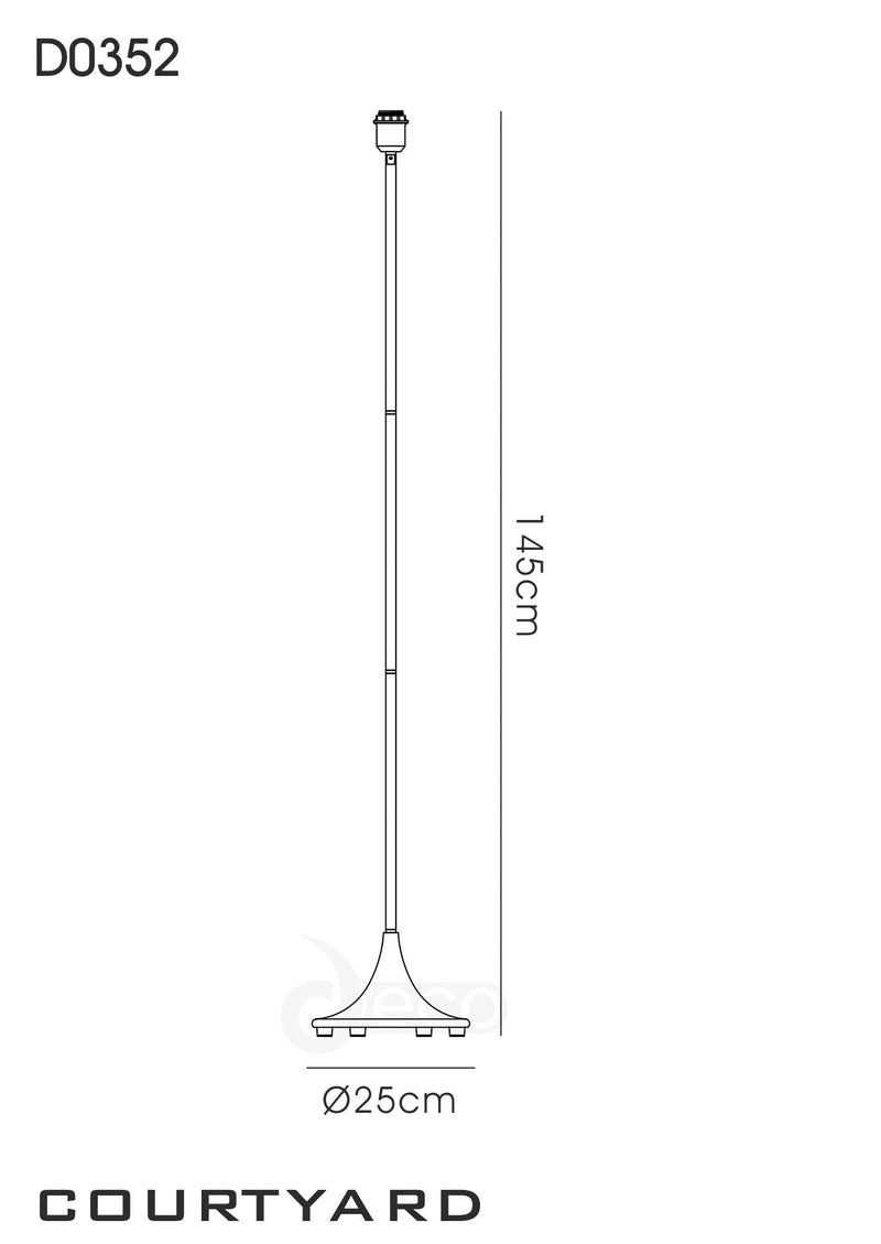 Deco Crowne Round Curved Base Floor Lamp Without Shade, Inline Switch, 1 Light E27 Antique Brass • D0352