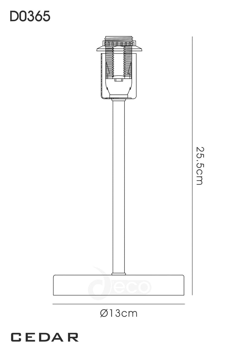 Deco Cedar Round Base Small Table Lamp Without Shade, Inline Switch, 1 Light E14 Satin Nickel • D0365