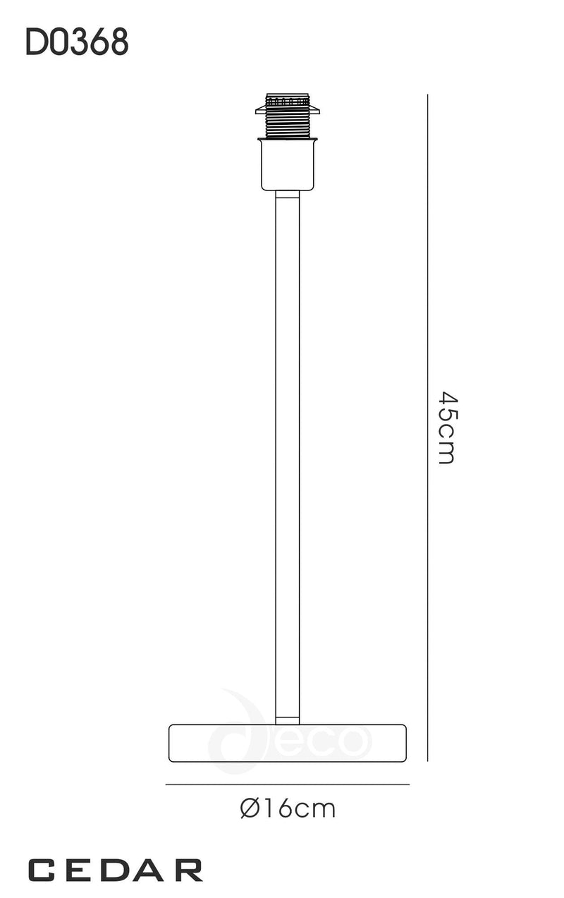 Deco Cedar Round Base Medium Table Lamp Without Shade, Inline Switch, 1 Light E27 Satin Nickel • D0368