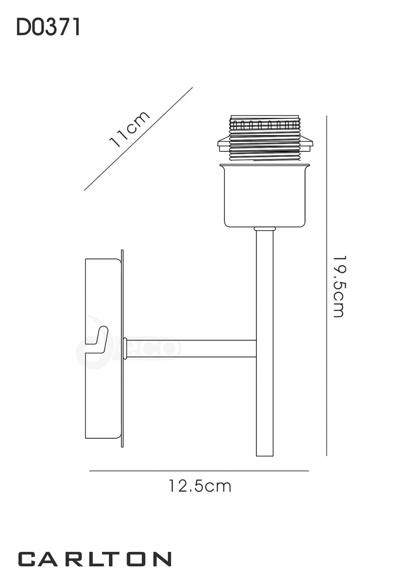 Deco Carlton 1 Light Unswitched Wall Lamp Without Shade, E27 Satin Nickel • D0371