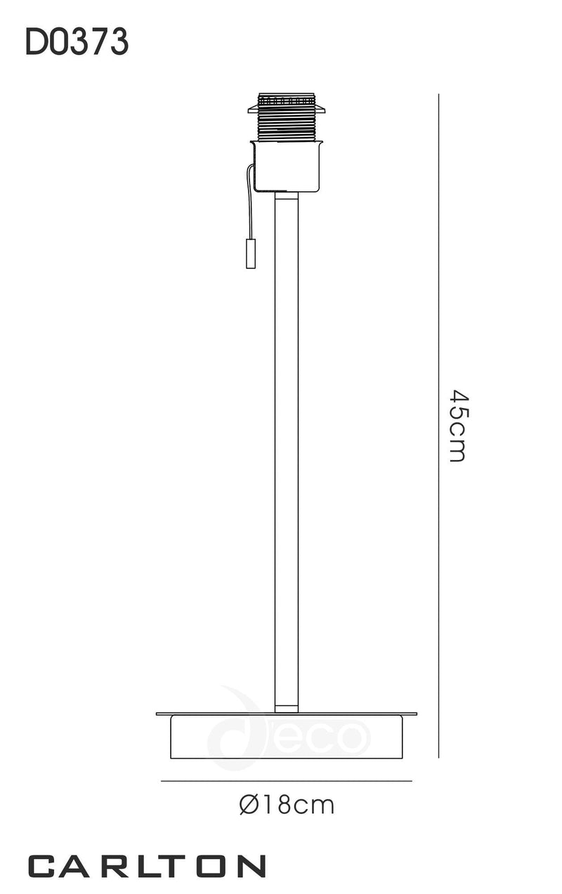 Deco Carlton Round Flat Base Large Table Lamp Without Shade, Switched Lampholder, 1 Light E27 Antique Brass • D0373