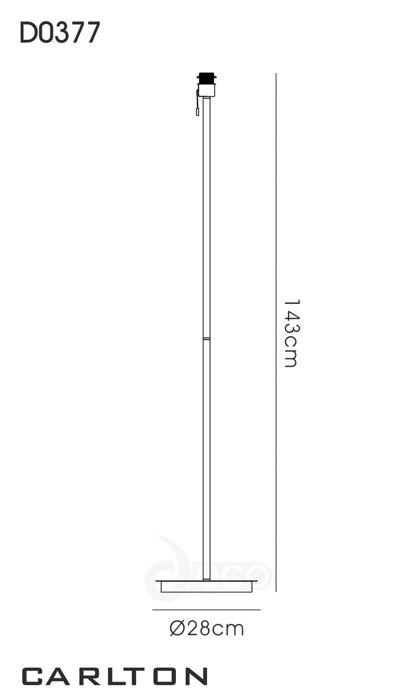 Deco Carlton Round Flat Base Floor Lamp Without Shade, Switched Lampholder, 1 Light E27 Satin Nickel • D0377