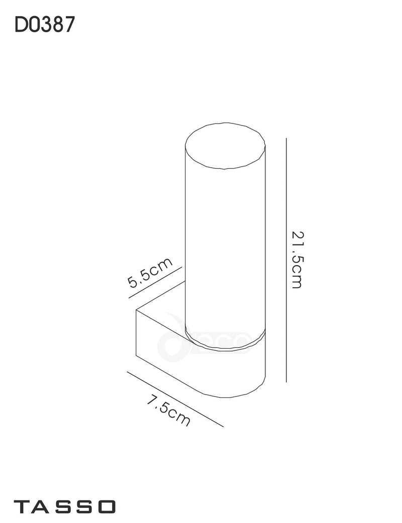 Deco Tasso IP44 1 Light E14 Wall Lamp, Polished Chrome With Opal Tubular Glass • D0387