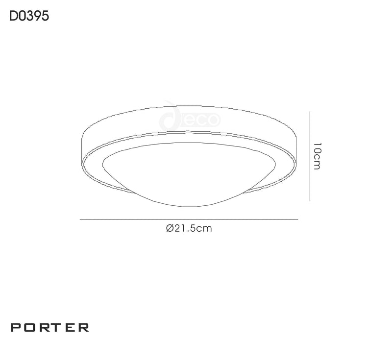 Deco Porter IP44 1 Light E27 Small Flush Ceiling Light, Satin Nickel With Opal White Glass • D0395