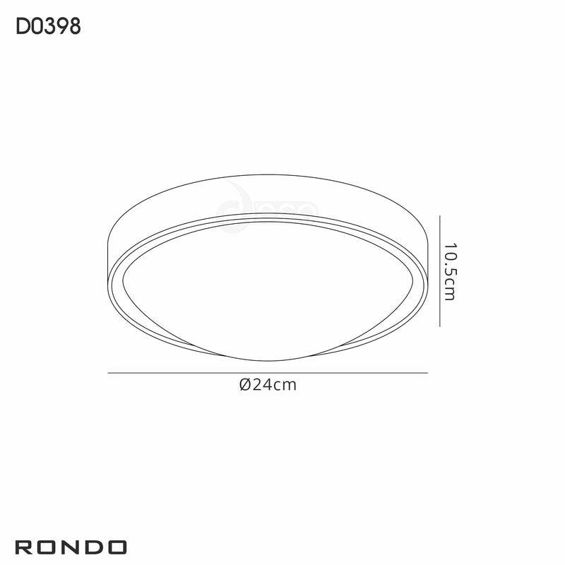 Deco Rondo IP44 1 Light E27 Flush Ceiling Light, White Frame With Frosted Glass • D0398