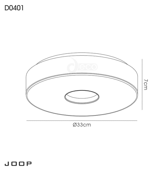 Deco Joop IP44 18W LED Medium Flush Ceiling Light, 4000K 1400lm CRI80, Polished Chrome With Opal White Acrylic Diffuser • D0401