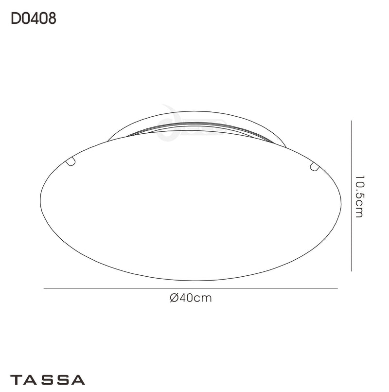 Deco Tassa 18W LED Medium Flush Ceiling Light, 400mm Round, 4000K 1500lm CRI80, Sunray Pattern Glass With Polished Chrome Detail • D0408