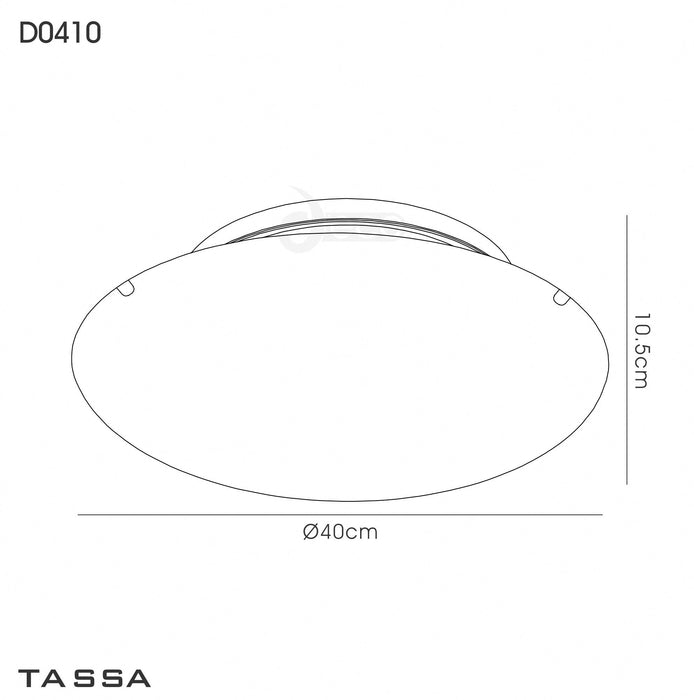 Deco Tassa 18W LED Medium Flush Ceiling Light, 400mm Round, 4000K 1500lm CRI80, Random Line Pattern Glass With Polished Chrome Detail • D0410
