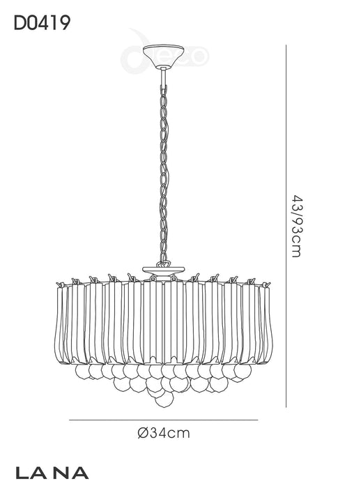 Deco Lana Pendant With Acrylic Spheres, 3 Light E14 Polished Chrome Finish • D0419