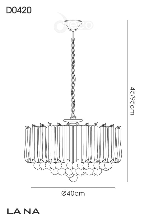 Deco Lana Pendant With Acrylic Spheres, 5 Light E14 Polished Chrome Finish • D0420