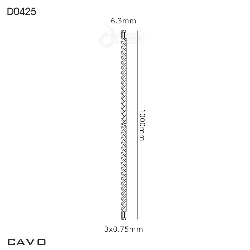 Deco Cavo 1m Red Braided 3 Core 0.75mm Cable VDE Approved (qty ordered will be supplied as one continuous length) • D0425