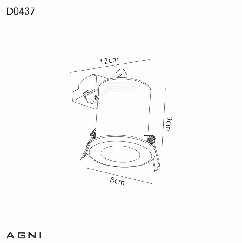Deco Agni GU10 Fixed Fire Rated Downlight, White, Cut Out: 68mm • D0437
