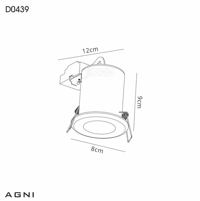 Deco Agni GU10 Fixed Fire Rated Downlight, Polished Chrome, Cut Out: 68mm • D0439