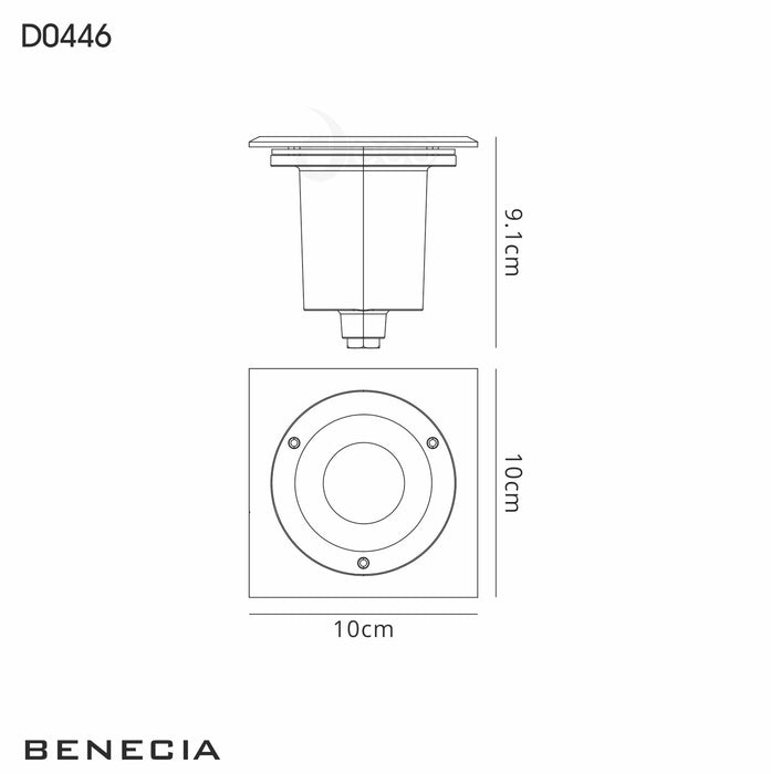 Deco Benecia GU10 Square Inground Light, Stainless Steel 316L, IP67, Cut Out: 68mm • D0446