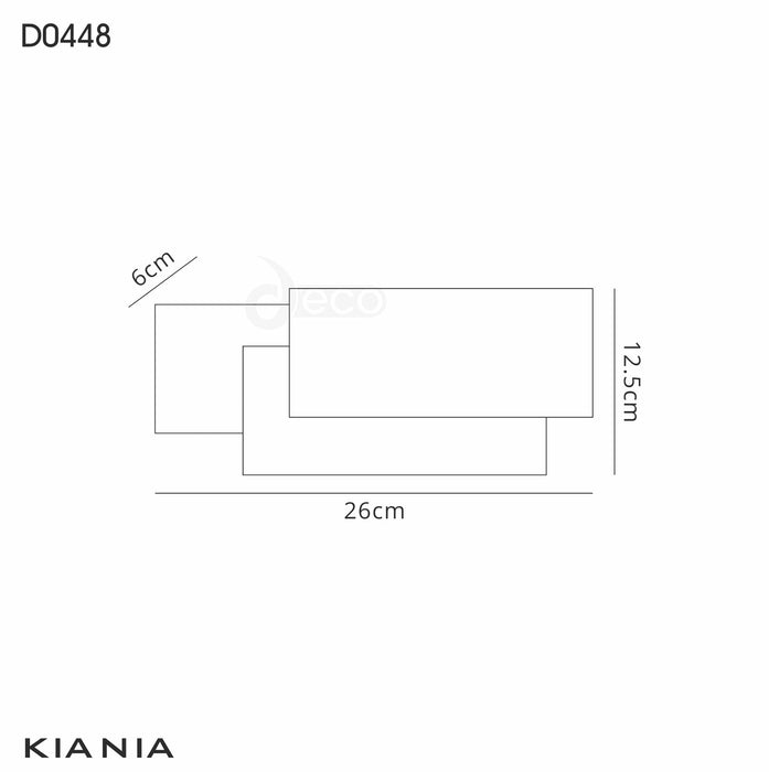 Deco Kiania Wall Light Rectangular, 12W LED 3000K, Sand White, 490lm, 3yrs Warranty • D0448