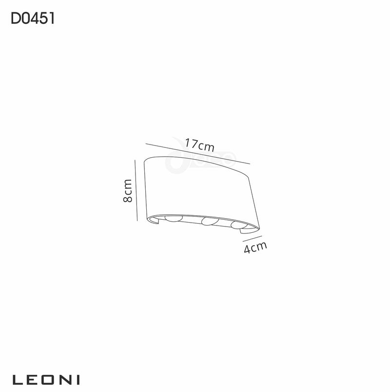 Deco Leoni Up & Downward Lighting Wall Light, 6W LED 3000K, Anthracite, 500lm, IP54, 3yrs Warranty • D0451