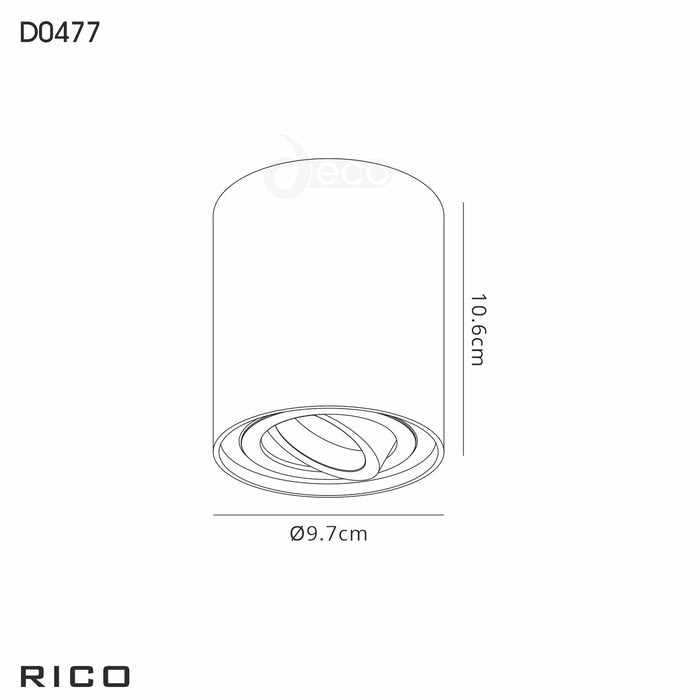 Deco Rico Adjustable Cylinder Spotlight, 1 Light GU10, Sand White • D0477