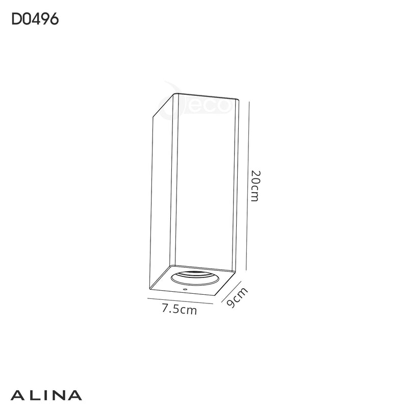 Deco Alina Rectangular Up & Down Wall Lamp, 2 x GU10, White Paintable Gypsum • D0496