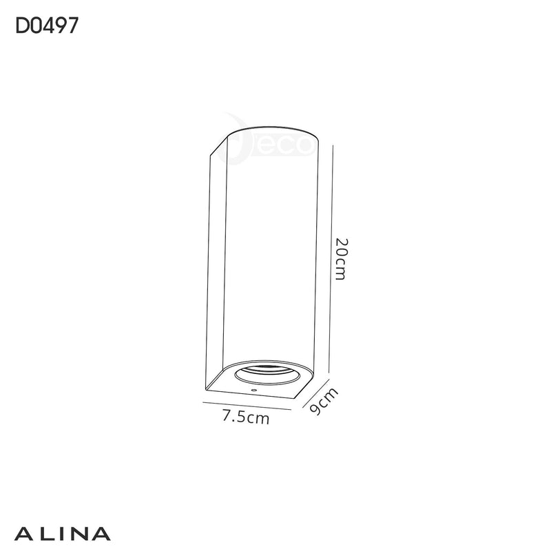 Deco Alina Cylinder Up & Down Wall Lamp, 2 x GU10, White Paintable Gypsum • D0497